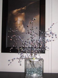 In Honor of this Winter Snow Holiday and the New Year, last night I put out my new Crystal Bead Boughs -- Just for how they catch the Light