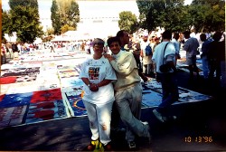 Volunteering at the AIDS QUILT on the Great Lawn of the White House, with my friend SHARE in 1996