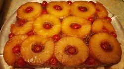 MOM has an Aide helping her now. The Woman is Jamaican and so I made a Jamaican Rum Coconut Pineapple Upside Down Cake this Year. You can find the recipe here: http://cooklikeajamaican.com/pineapple-upside-down-cake/ 